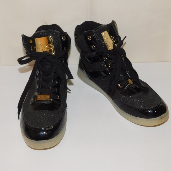 Bebe Sport Krysten Black Metallic Light Up High Top Sneakers Size 8.5 - Picture 12 of 12